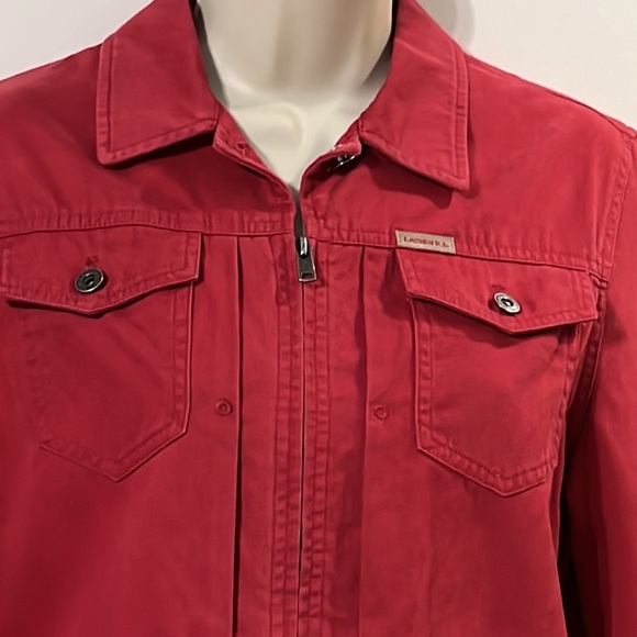 Ralph Lauren Glen Canyon Women’s Red Denim Zippered Jacket Coat Small - Picture 3 of 5